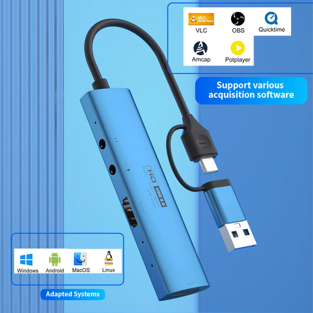 ī޶ PC PS4  ̺ Ʈ ۿ  ĸó, USB3.0 C Ÿ, 1080P 60FPS ȭ, 4K30Hz HD  ƿ, MS2131