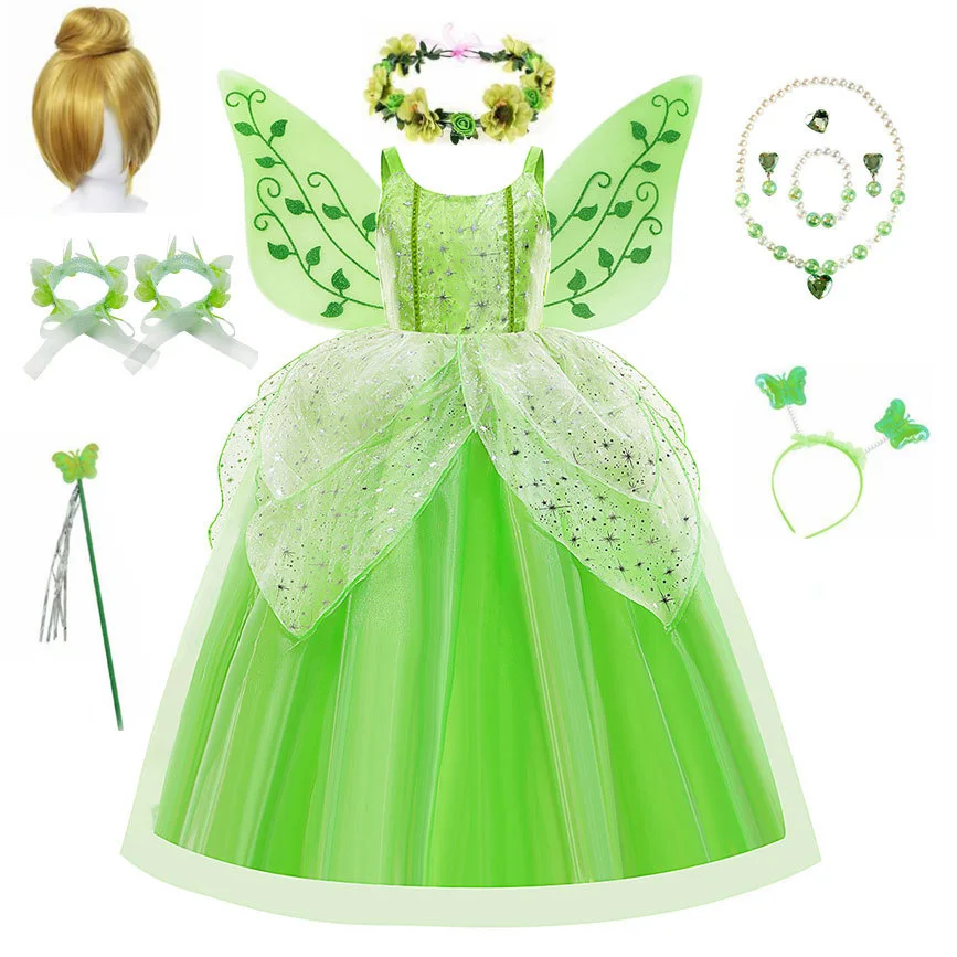 

New Year Children Costumes Elf Tinker Bell Girls Princess Dress Marvelous Fairy Anime Cosplay for Christmas Birthday Gift