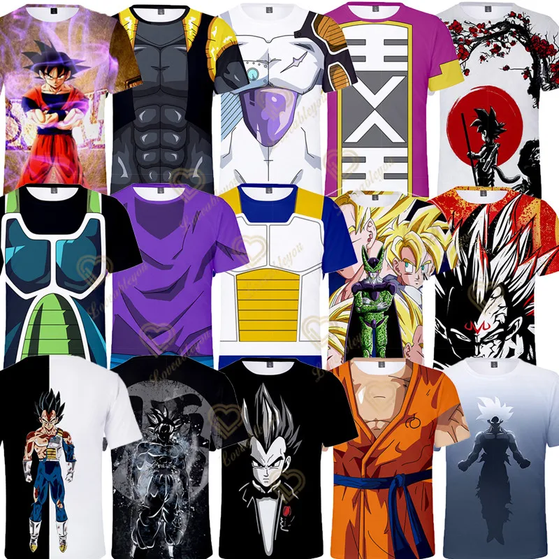 Moda Vegeta T-Shirt Dragon Ball Z T Shirt Ragazzi Vestiti Anime Dragon Ball Son Goku Super Saiyan Magliette Ragazzo Bambini Manica Corta