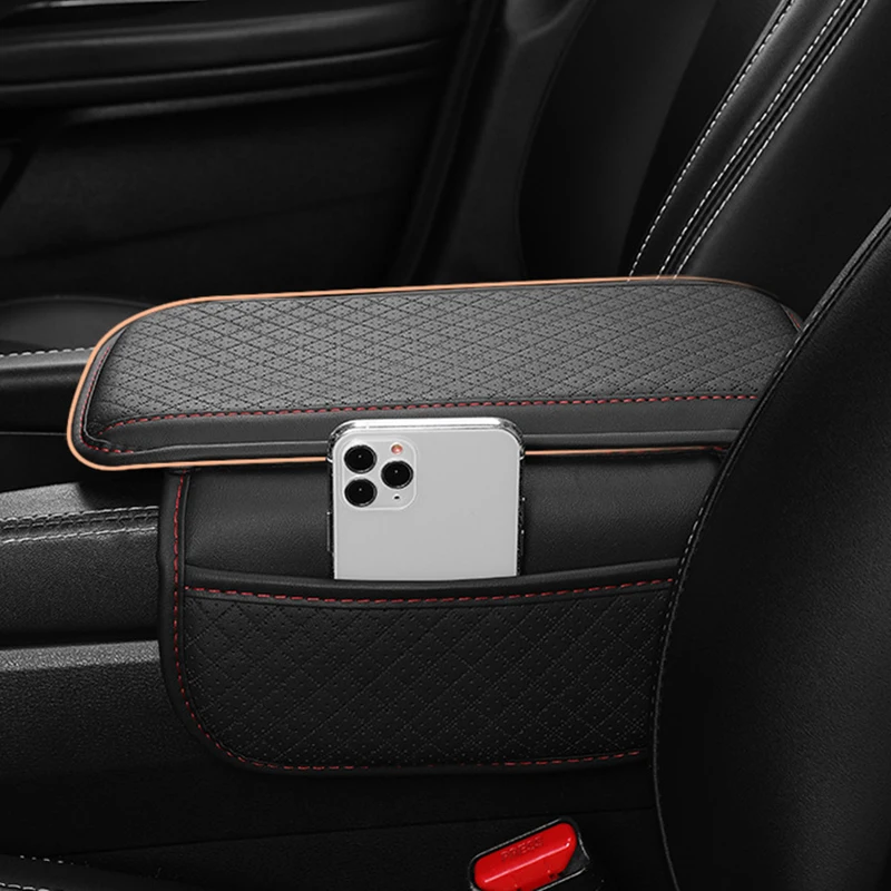 Premium Car Arm Rest Cushion with Storage Pocket - Scratch-Resistant Console Protector