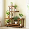 6 Tier Wood Plant Stand Vertical Carbonized Multiple Holder Indoor Outdoor Patio 2