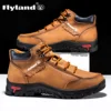 FLYLAND Classic Leather Casual Men's Shoes Business Driving Flats Fashion Ankle Boots 4