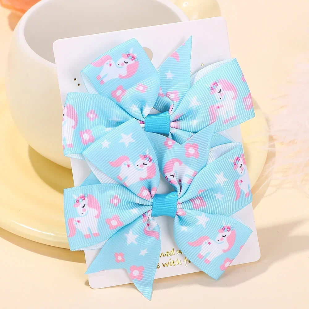 2 teile/satz Handgemachte Gedruckt Blume Haar Clips für Baby Mädchen Kinder Bögen Band Bowknot Haarnadel Barrettes Headwear Haar Zubehör – Detail 9