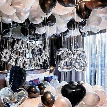 Black & White Birthday Balloon Set 1
