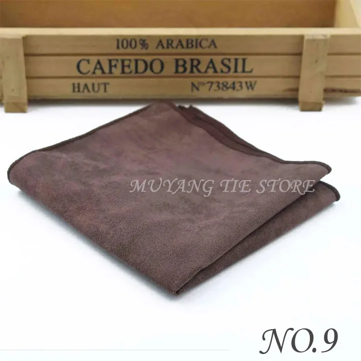 Two Sides Solid Micro Suede Handkerchief Groom Leather Mens Plaid Soft Scarves For Men Hankies Pocket Square Male Handkerchiefs