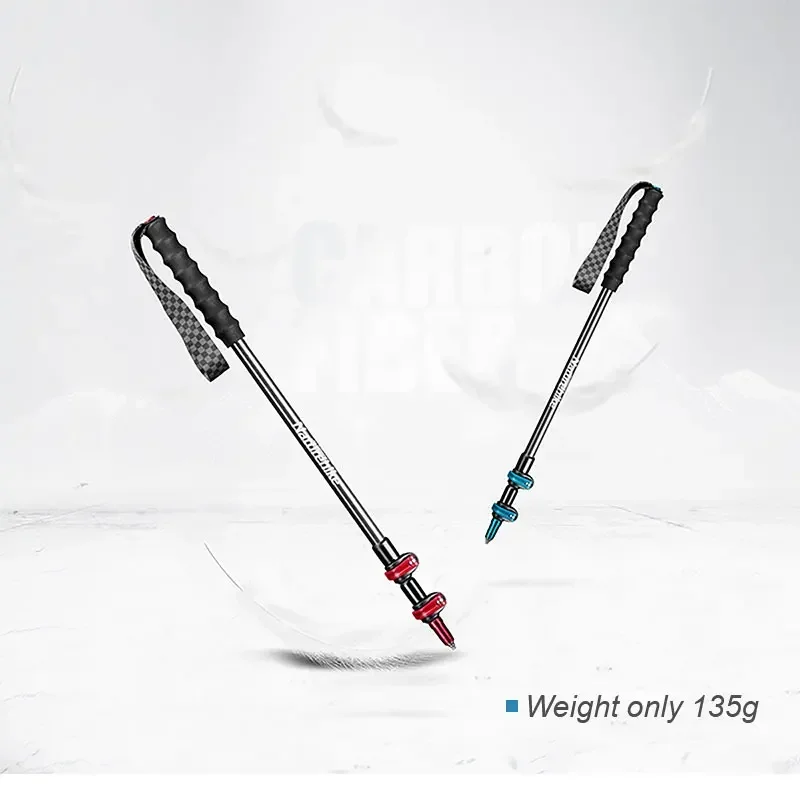 네이처하이크 서바이벌 워킹 스틱, 하이킹 개폐식 폴, 우아한 지팡이, 접이식 트레킹, 탄소 섬유, 부드러운 러닝, 초경량