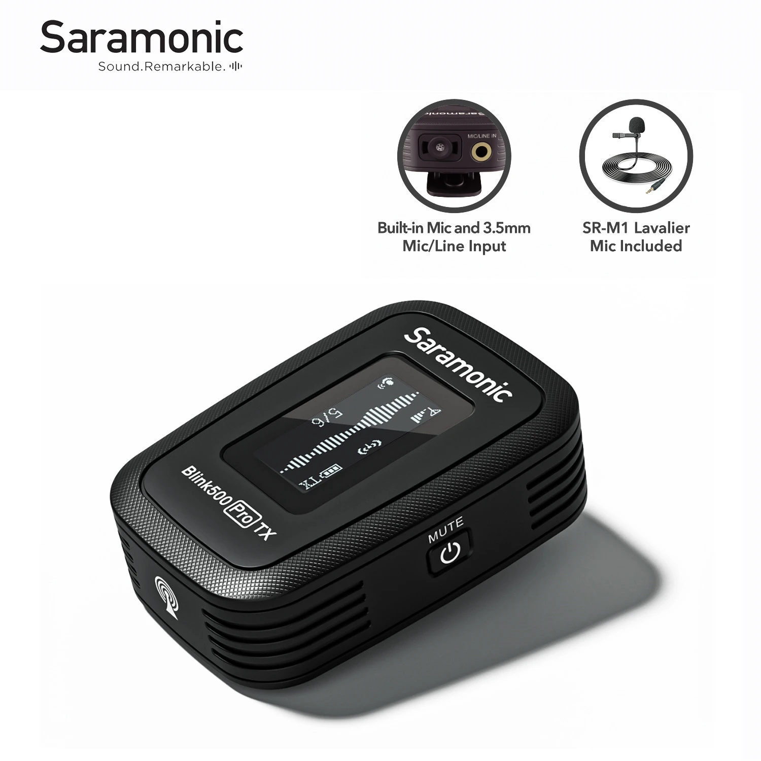 Saramonic Blink500 Pro TX 2.4GHz Wireless Transmitter for Blink500 Pro Receiver built-in Mic and 3.5mm Mic/Line input