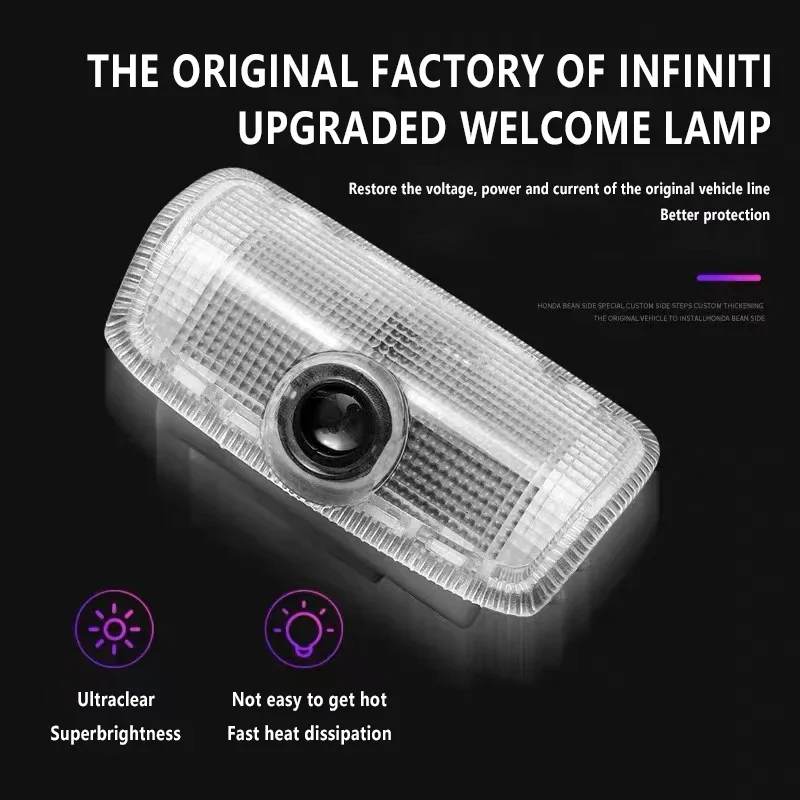 

2x LED Car Door Light Welcome For Infiniti Q50 Q70 QX70 QX80 FX37 FX35 G37 G25 M25 M35 M37 EX25 EX35 EX37 Logo Lamp Accessories