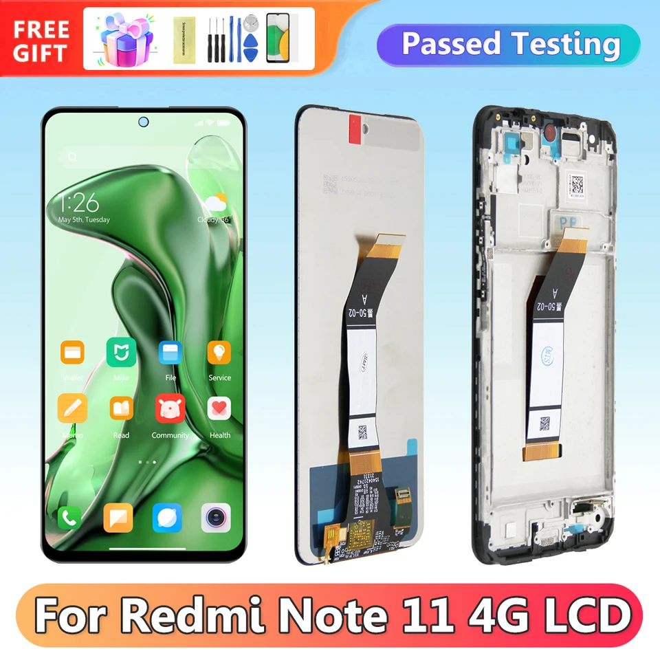 Xiaomi Redmi Note 11 4g 21121119sc用6.5インチLCDタッチスクリーン
