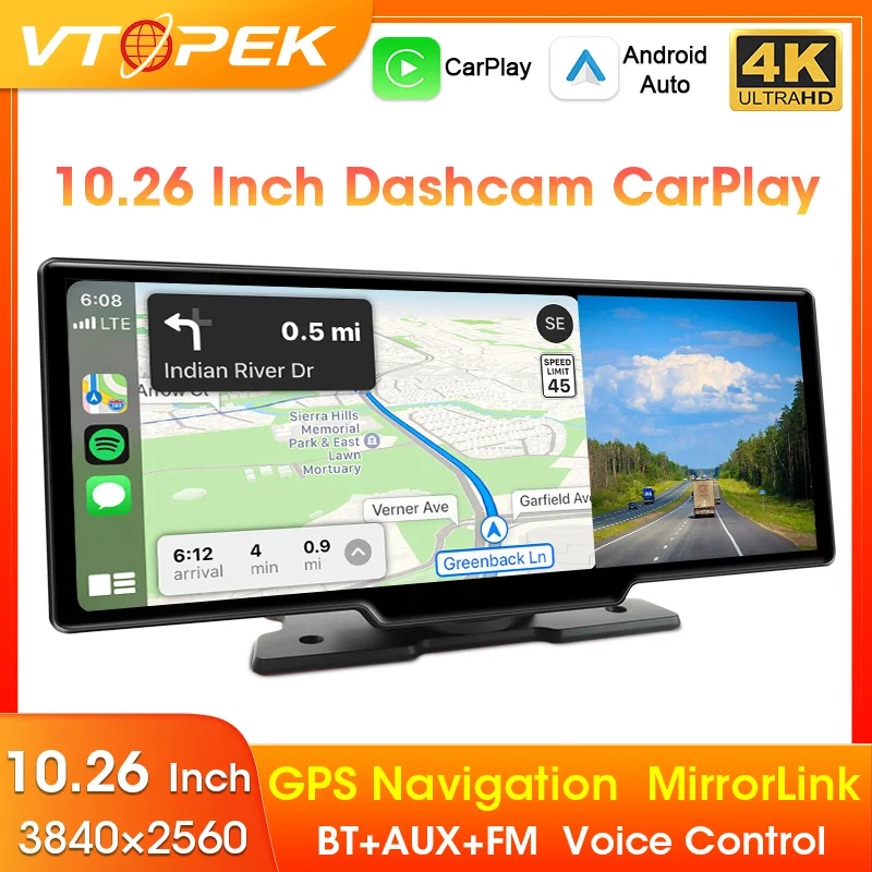 Vtopek Wireless Carplay Android Auto Display 10,26 inch Carplay Display