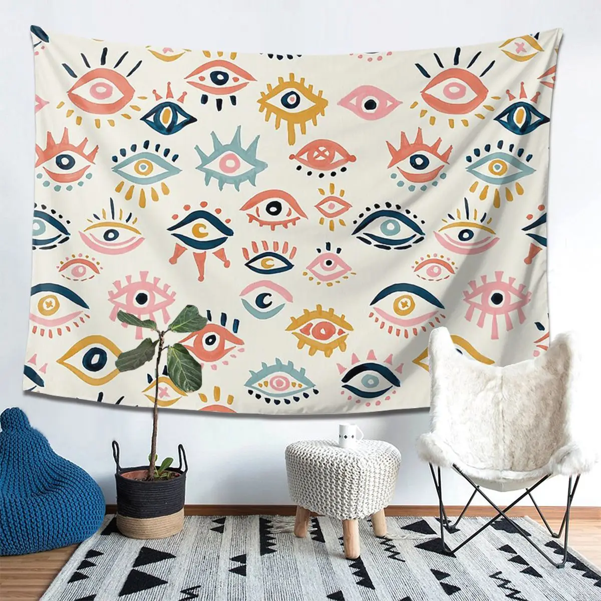 

Mystic Eyes Primary Palette Tapestry Decoration Art Aesthetic Tapestries for Living Room Bedroom Decor Home Funny Wall Hanging