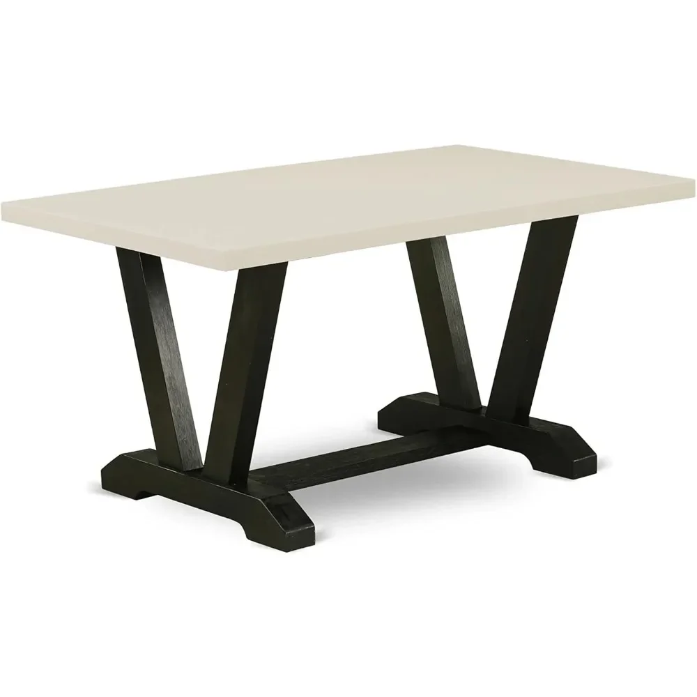 VT626 V-Style Kitchen Dining Table - a Rectangle Wooden Table Top with Stylish Legs, 36x60 Inch, Multi-Color 3