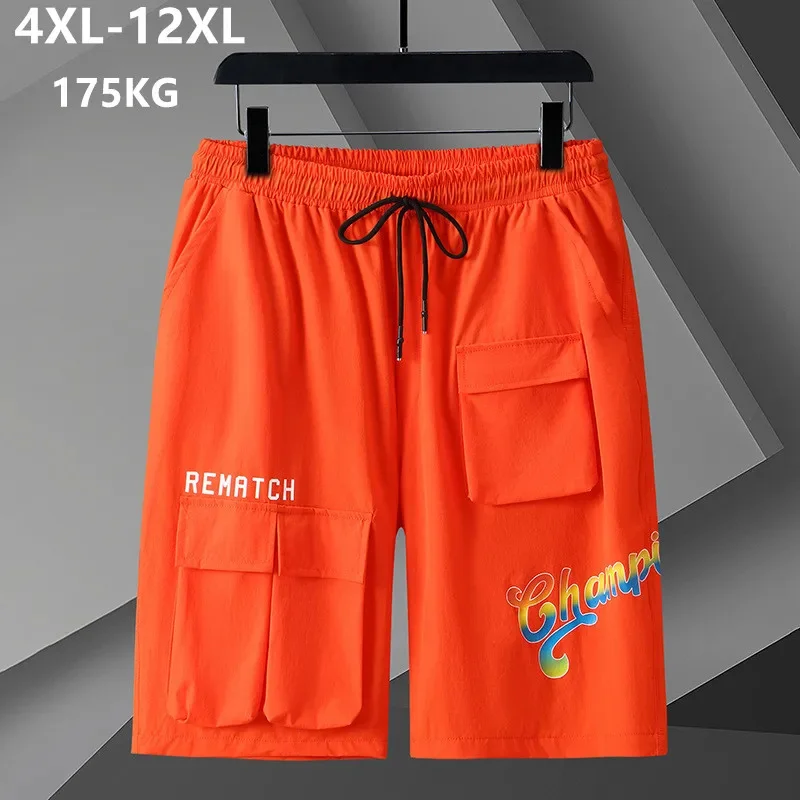 

175KG 12XL Popular Cargo Shorts Men Casual Summer Loose Young Plus Size 10XL 8XL Pockets Fashion Thin Boys Hip Hop Half Trousers