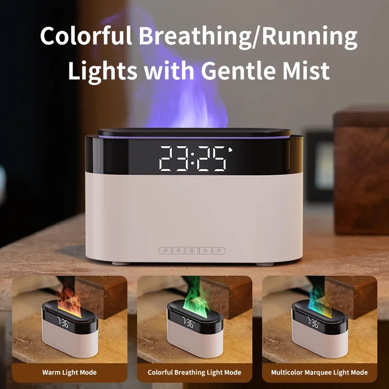 New Air Humidifier Home Colorful Lamp USB Charge Remote Control Essential Oil Spray Aroma Diffuser with Alarm Clock Humidifiers 6