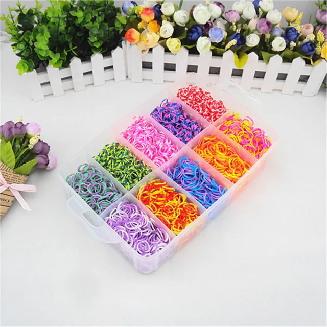DIY Handmade Rubber Bands Loom Weaving Tool Box Bracelet Kit Toys for Children Knitting Elastic Art Crafts Beaded Toys Girls 3