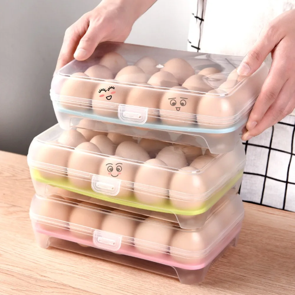 

Home Kitchen Supplies Fresh-Keeping Useful Anti-Collision with Lid Egg Tray Egg Container Egg Storage Box Egg Box