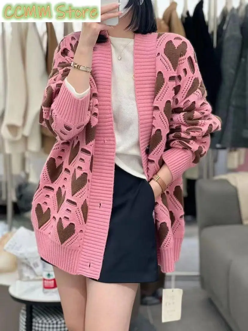 

New Knitted Cardigan Outerwear for Women's Spring Design Sense Knit Sweater Single Breasted Lazy Style Sweater Outerwear