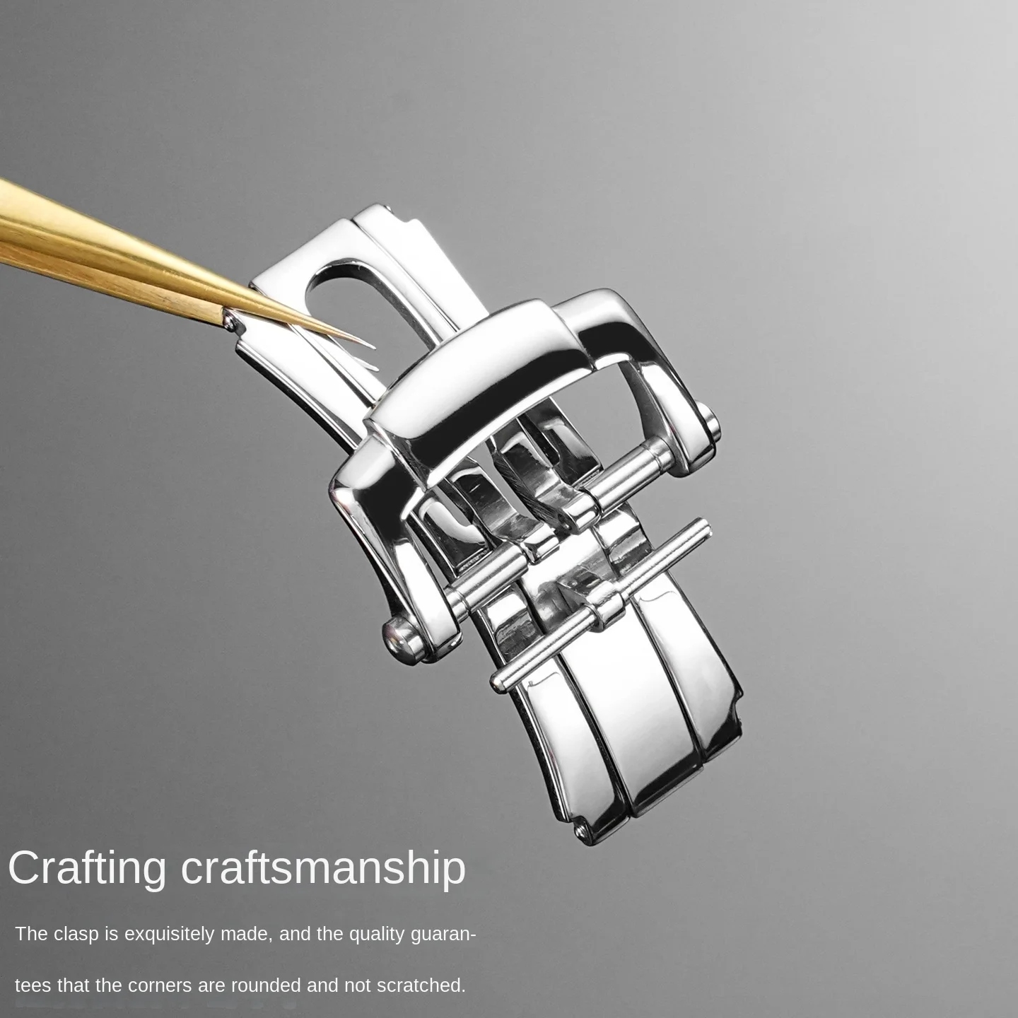 Elegant Stainless Steel Deployment Watch Clasp, 18mm