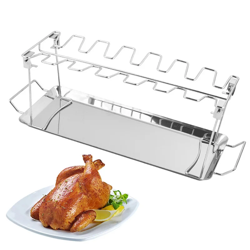 BBQBeefChickenLegWingGrillRack14SlotsStainlessSteelBarbecue