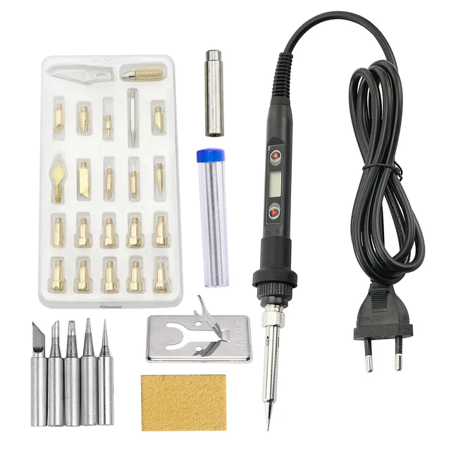 Wood Embossing Burning Carving Pyrography Pen Tools Kit Adjustable  Temperature Soldering Iron Hand Set Engraving Pen