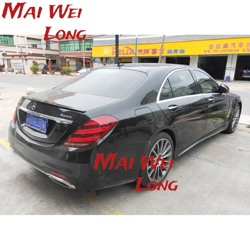 ABS 브라이트 블랙 스포일러 BOS 스타일 트렁크 립, 메르세데스 S 클래스 W222 4 문짝 세단 2014 + S350 S400 S450 S500 S600