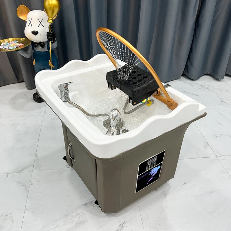 Barber Shop Move Shampoo Chairs Multifunctional Cosmetic Basin Hairdressing Shampoo Chairs Lavacabezas Salon Equipment QF50SC