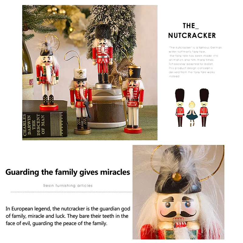 Christmas Decorations Nutcracker Soldier Christmas Tree Ornaments Navidad Wooden Toys For Kids New Year Decorations 12-15cm