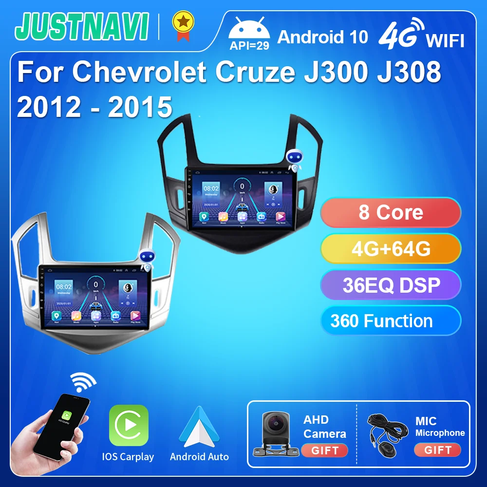 

JUSTNAVI For Chevrolet Cruze J300 J308 2012 - 2015 Car Radio Android 10.0 Video Player GPS Serero Carplay 8G 128G No 2 din