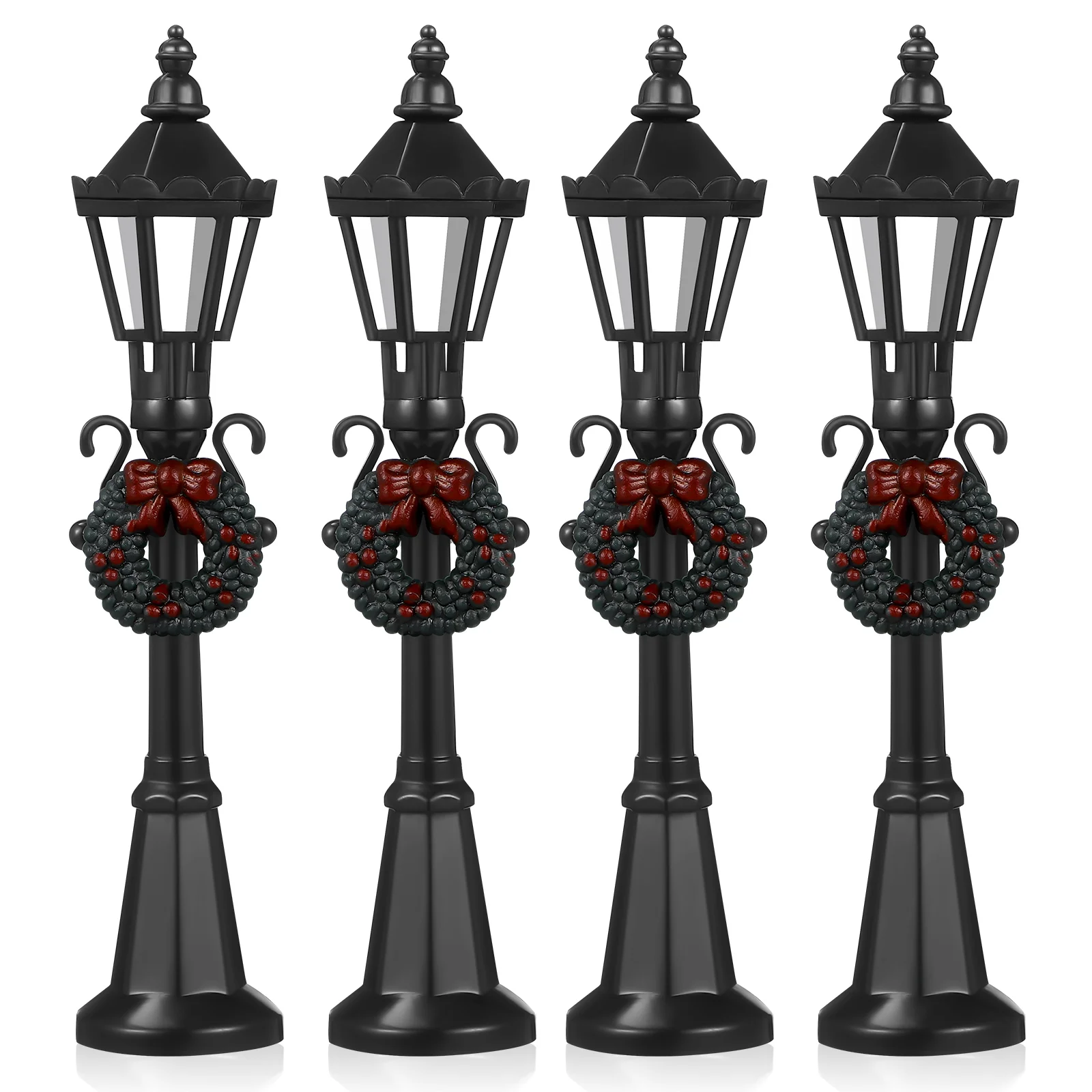 

4 Pcs Lamp Christmas Post Decorations Village Posts Models Rustic Vintage Ornaments Accessories