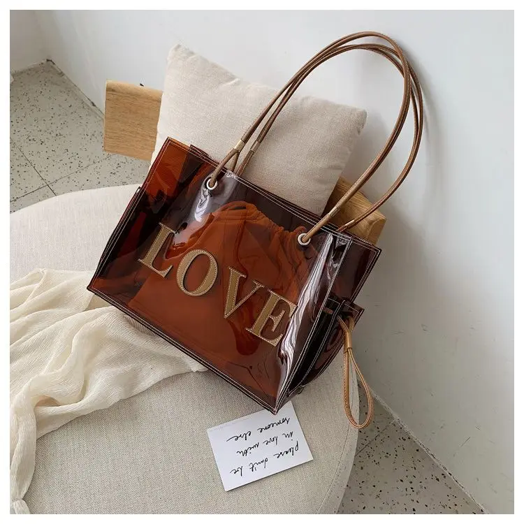 Elegante borsa trasparente da donna, versatile borsa a tracolla in PVC con ampio spazio_voghion.com