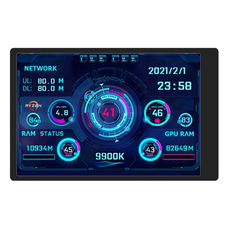 미니 ITX 케이스용 컴퓨터 모니터, 3.5 인치 IPS TYPE-C 보조 화면, CPU GPU RAM HDD USB 디스플레이, AIDA64 자유