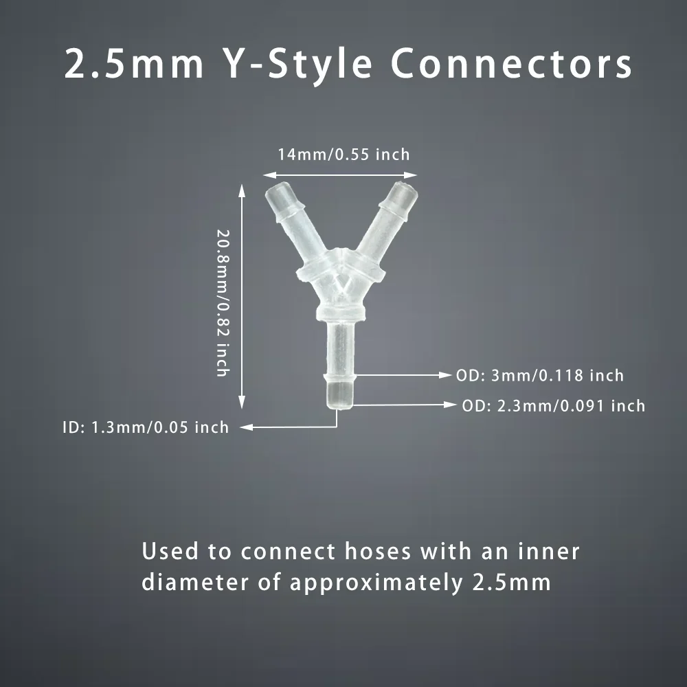 Tee Connector Hose Barb Fitting Y Shaped Air Water Flow Splitter Plastic Tubing Joint 5Pcs for Drip Irrigation Aquariums Garden