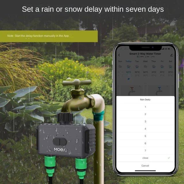 Smart Home Dual Output Irrigation Water Valve App Controller Water Valve Rain Delay Programmable Controller 3