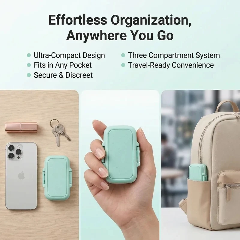 Portable and Lightweight Pill Organizer for Home and Travel - Compact and Practical Pill Case