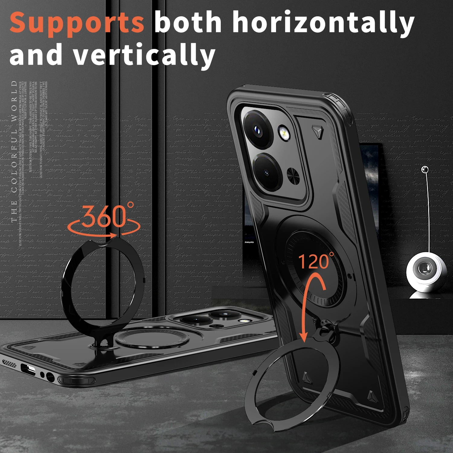 Enhanced Armor Shockproof Case with 360° Rotating Magnetic Stand