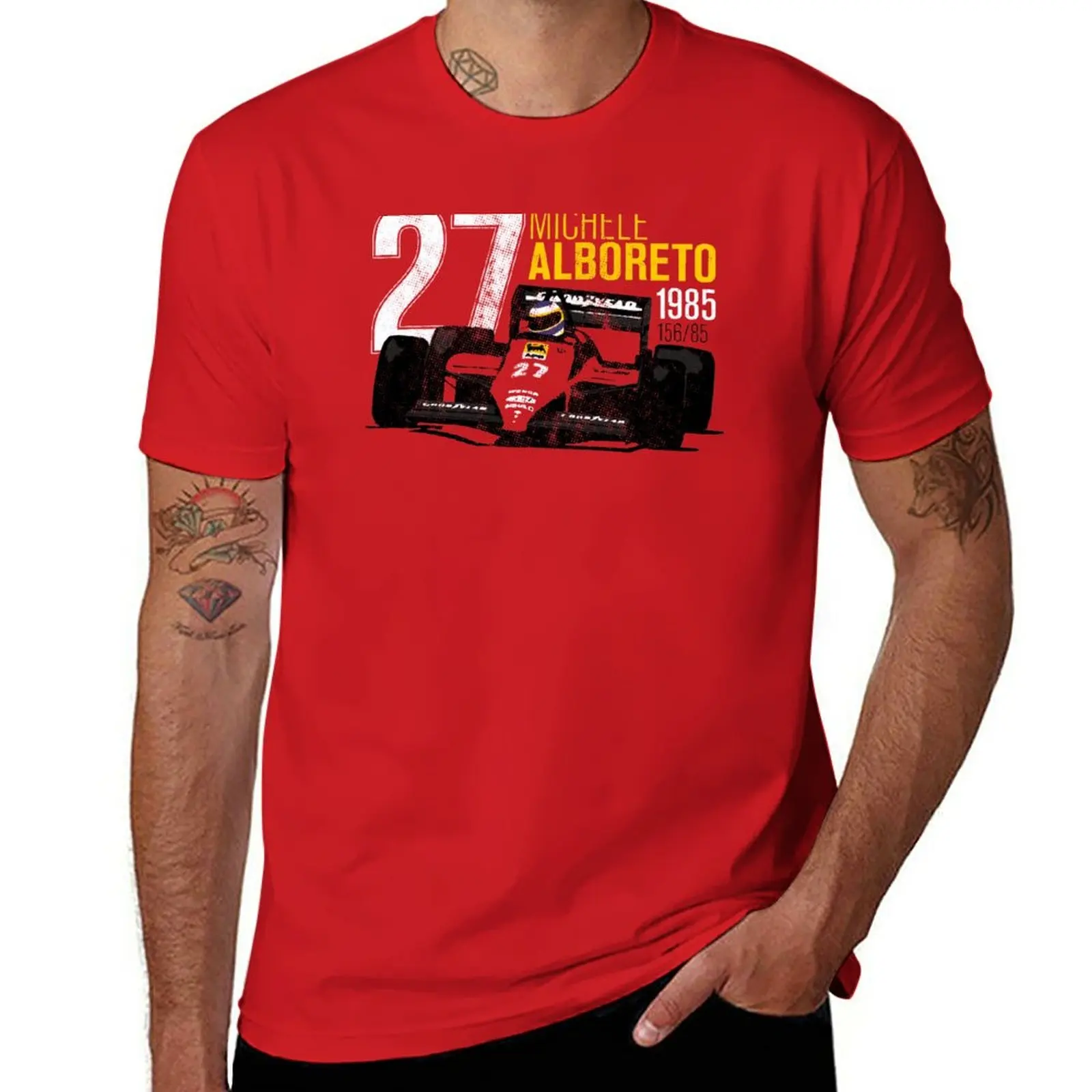 

Michele Alboreto 1985 футболка Tribute быстросохнущая аниме одежда Мужские Простые футболки