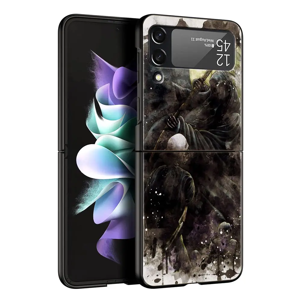 Black Grim Reaper Skull Skeleton Protective Folding Phone Case