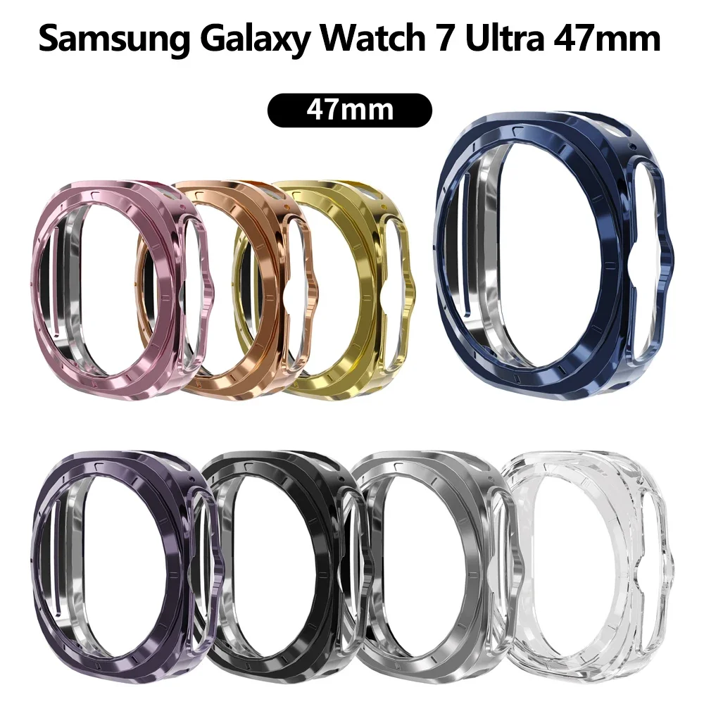 Premium Soft TPU Protective Case with Screen Protector for Samsung Galaxy Watch 7 Ultra, 47mm Bumper Shell