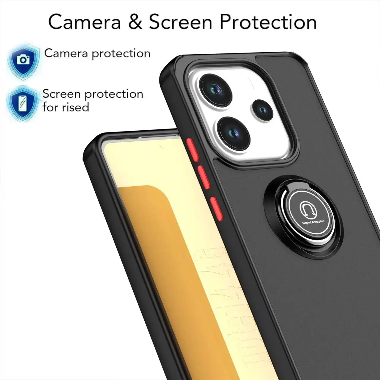 Hot Armor Matte Case with Ring Stand - Shockproof Protective Cover