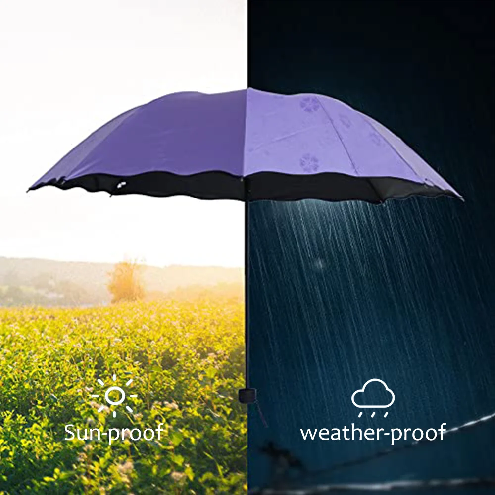 Folding umbrella Magic Folding Umbrella Rainwater Pattern Windproof Sunshade Outdoor Sports UV Protection