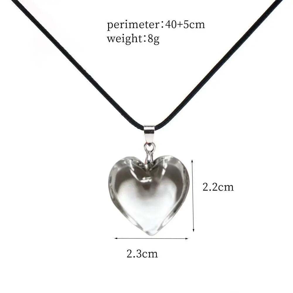 Klare große Herzhalskette, klares Glasherz, Y2k-Schmuck, Punk, schlicht, Wachsfaden, verschiedene Größen, Halsband für Damen und Herren, neu – Detail 10