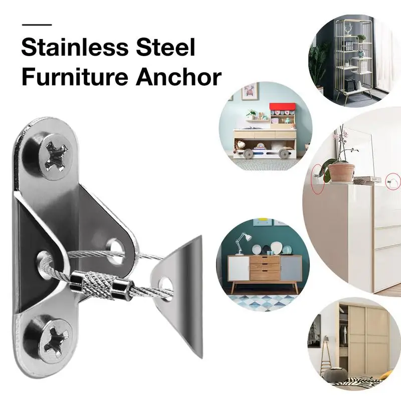 Furniture Anchor Furniture Straps Anti Tip Anchor Metal Wall Anchors Anti Tip Kit Keep Baby Pet Safety drywall anchor kit drywall anchor hollow wall anchor set plastic wall anchor steel wall anchor expansion bolt set