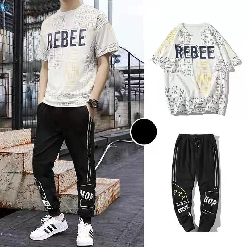 thumbnail image 1 of Camiseta Hombre Gráfico Ropa de Hombre Pantalones Negros Conjuntos Pantalones Deportivos Trajes Deportivos Chándal Alfabético 5xl Top Manga Corta Cuarto Fresco, 1 of 5