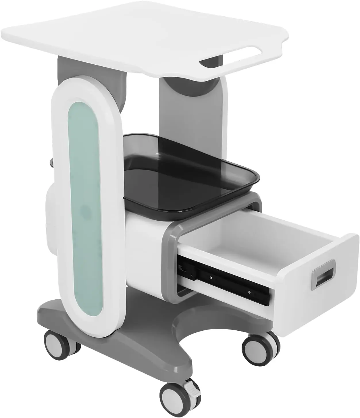 Labortrolley, Medizinischer Trolley mit 1 Schublade, 100 kg Tragfähigkeit, Schönheitssalon-Trolley für Labor, Klinik, Krankenhaus – Detail 3