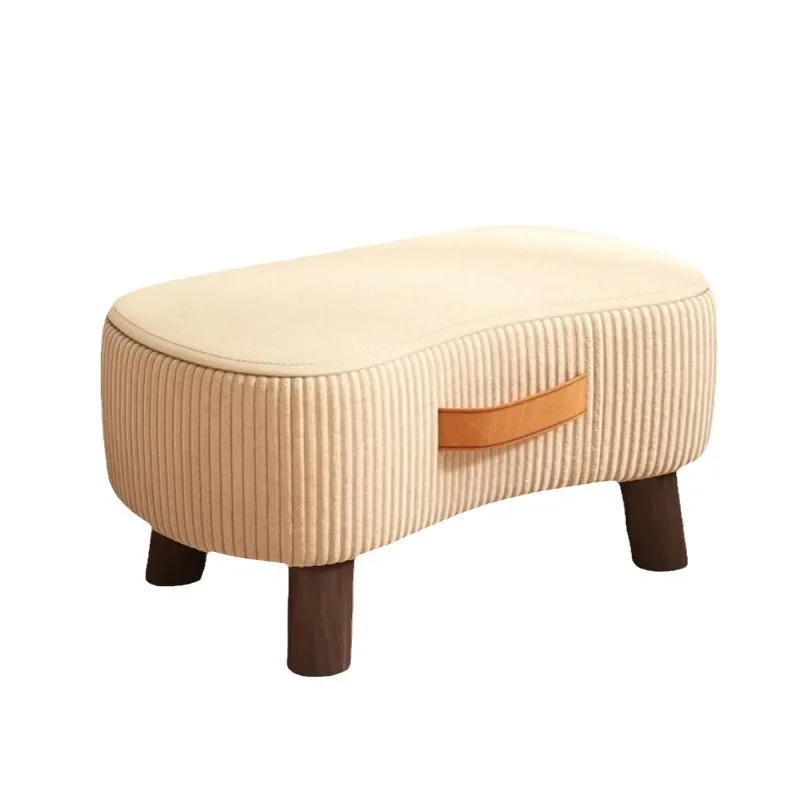 Solid Wood Small Soap Round Durable And Simple Sofa Low Living Room Coffee Table Stool, Fabric Shoe Changing Stool