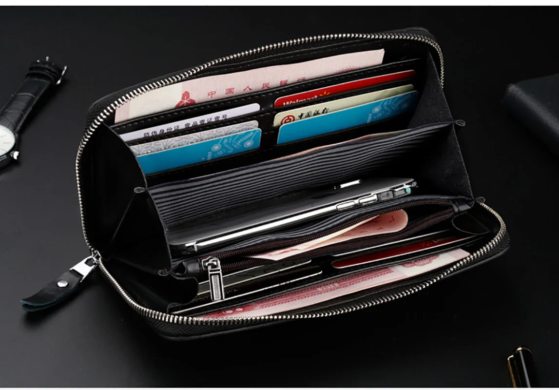 2024 New Men Business Clutch Fashion Brand PU Leather Anti Theft Brush Man Wallet Travel Multi Functional Small Bag Clutch Bag