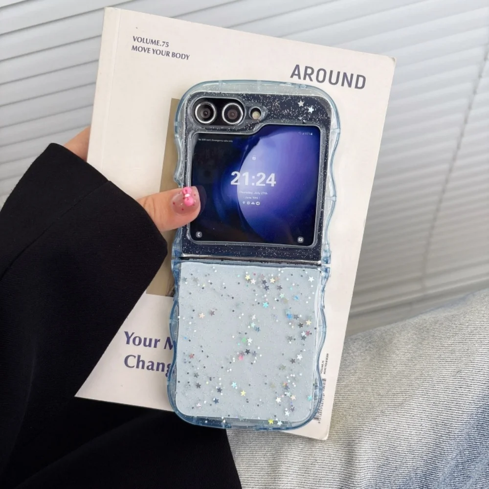 Glitter Star Wave Candy Color Shockproof TPU Phone Case with Bling Epoxy Design