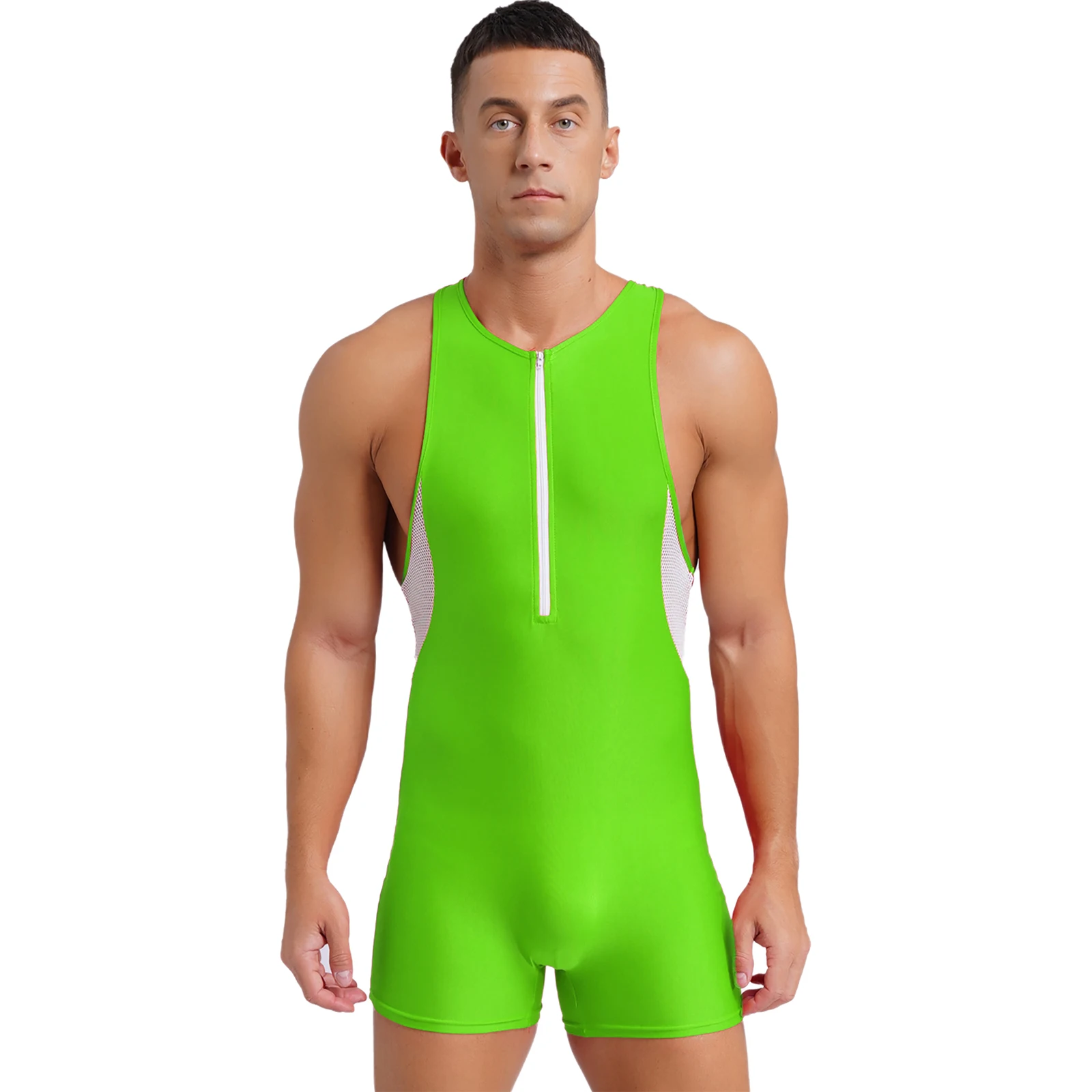 Mens-One-Piece-Swimsuit-Wrestling-Singlet-Jumpsuit-Sleeveless-Hollow ...
