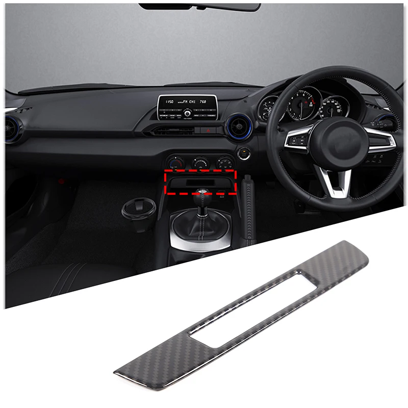 Car Interior Gear Shift Frame Trim Sticker For Mazda MX-5 ND 2015-2023 Center Console Panel Trim Cover Interior Accessories (100% Real Carbon Fiber-Black