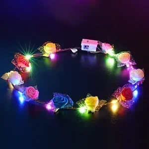 60Pcs Flower Wreath Luminous 10-LED Headpiece Garland Crown Flower Headband Glowing Wreath For Wedding Party Christmas Garlan